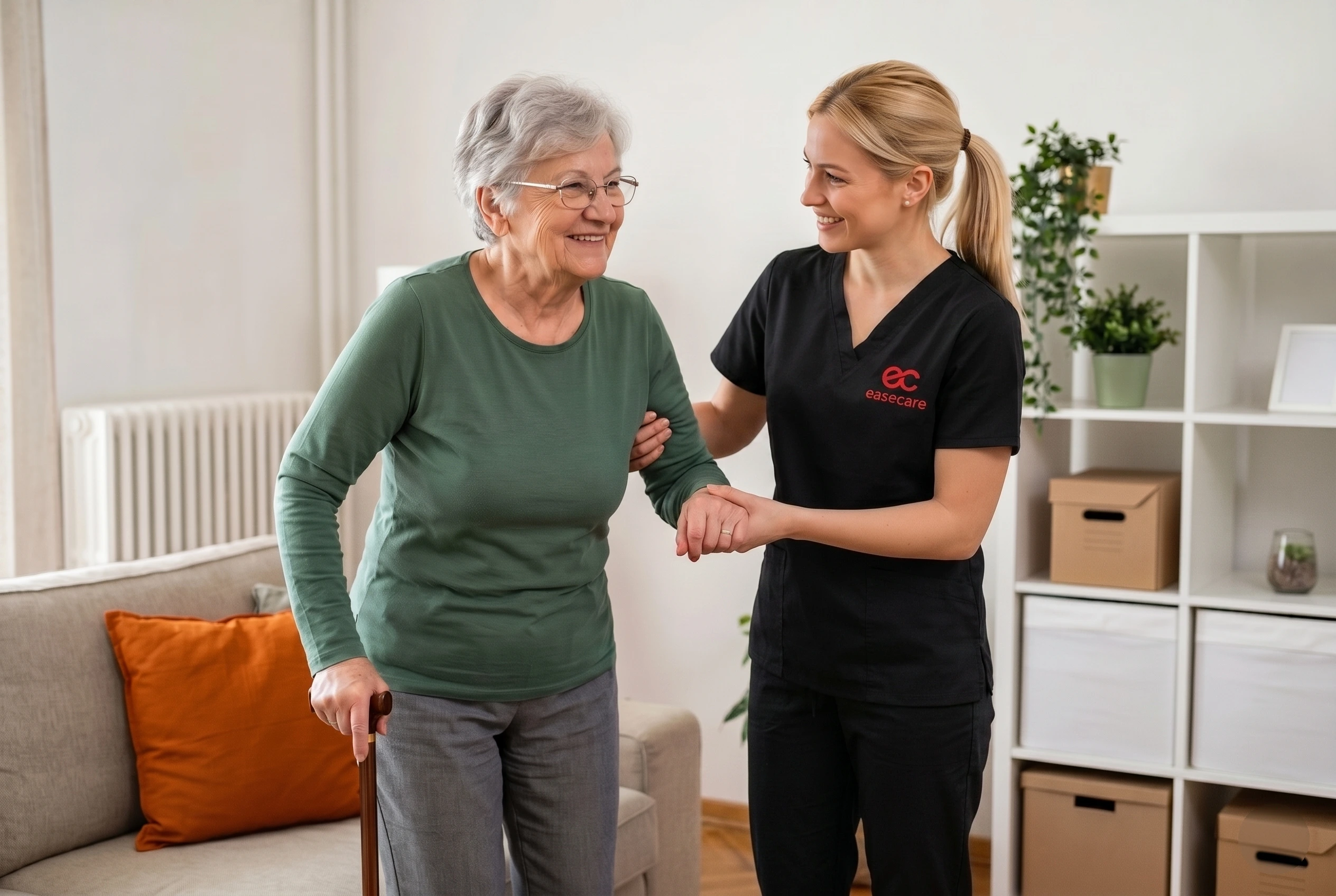 Caregiver smiling